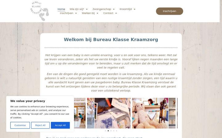 Screenshot von bureauklassekraamzorg.nl