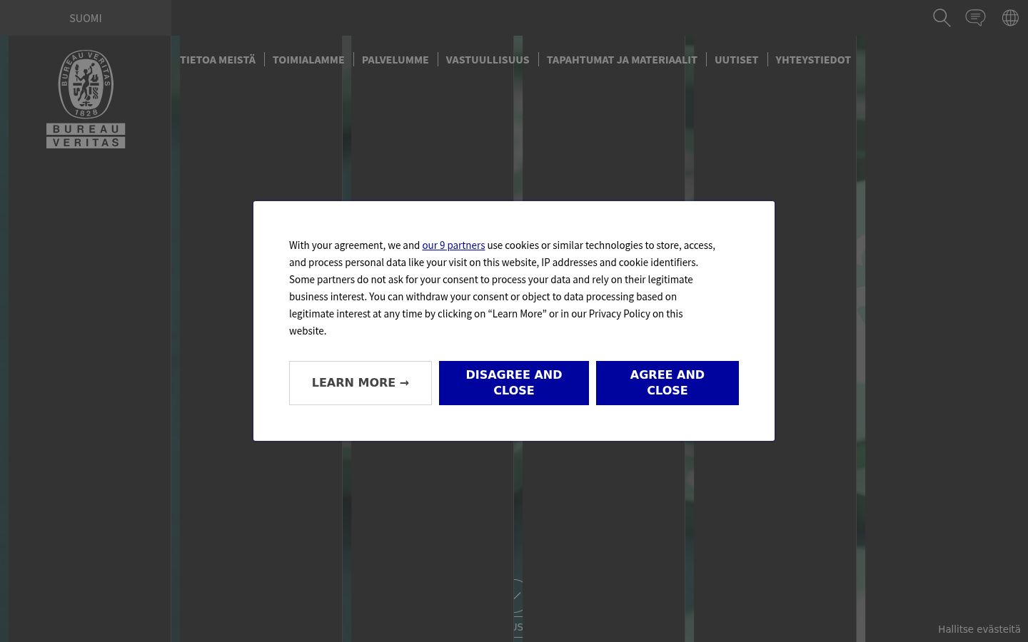 Capture d'écran de la bannière de consentement affichée avant toute interaction