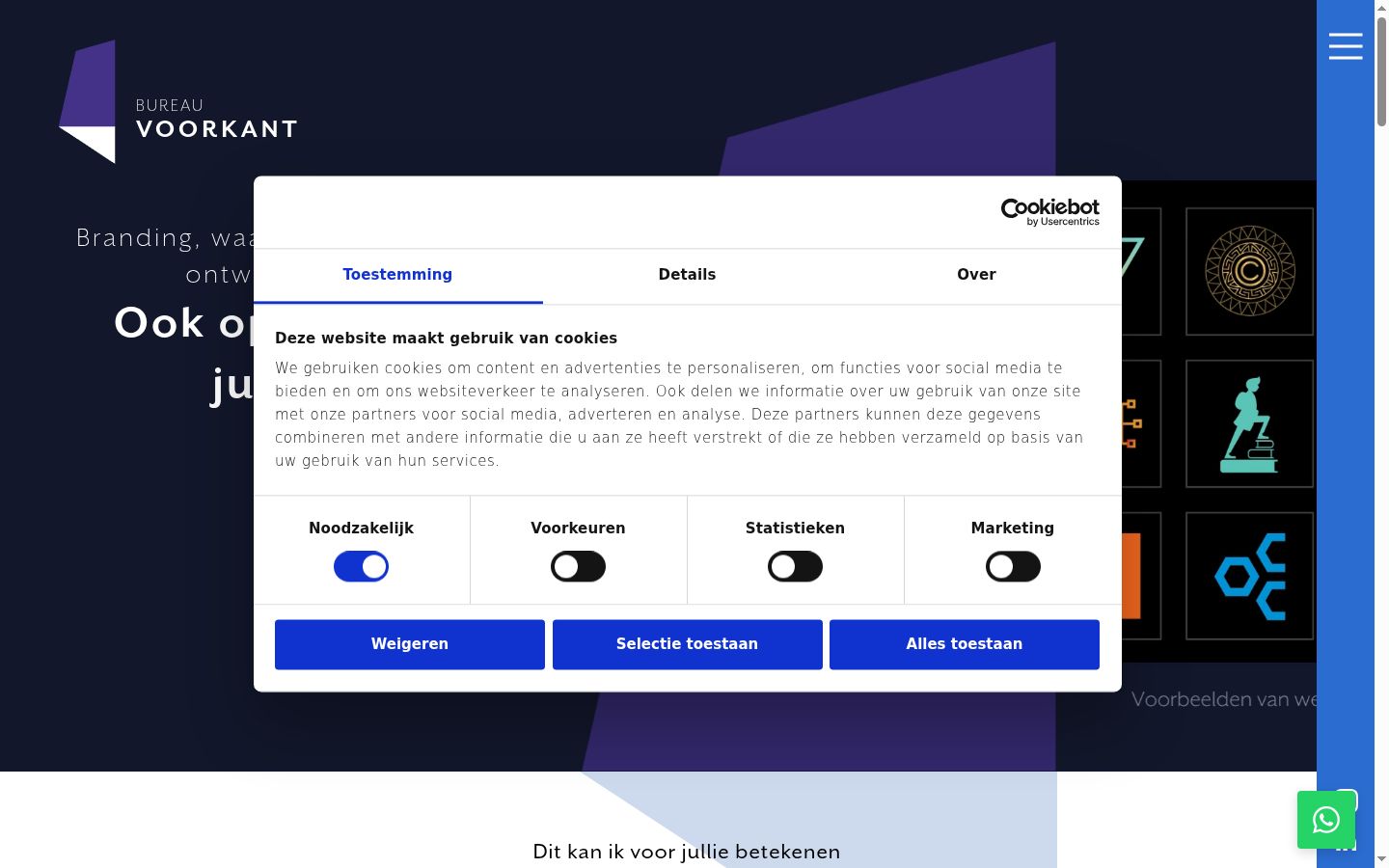 Captura de ecrã do banner de consentimento apresentado antes de qualquer interação