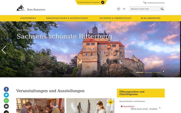 Skjámynd af burg-kriebstein.eu