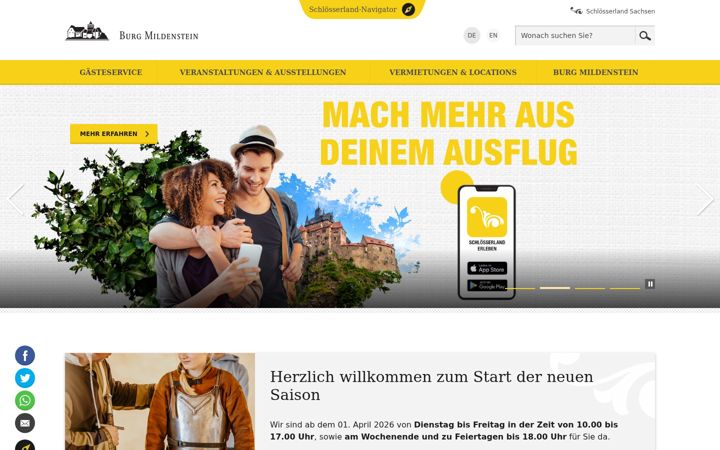 Screenshot of burg-mildenstein.de