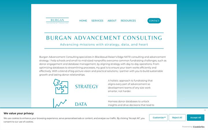 Screenshot of burganadvancement.com