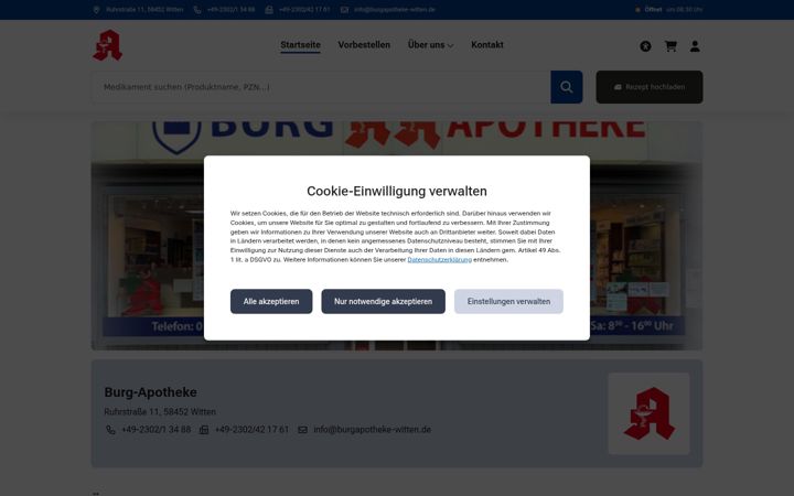 Skjámynd af burgapotheke-witten.de