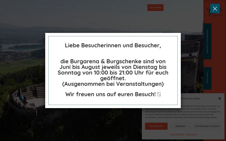 Screenshot of burgarena-finkenstein.com