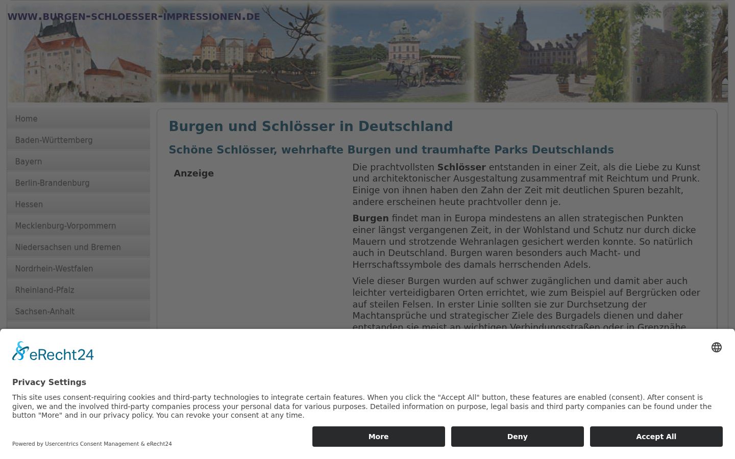 Screenshot of the consent banner shown before any interaction