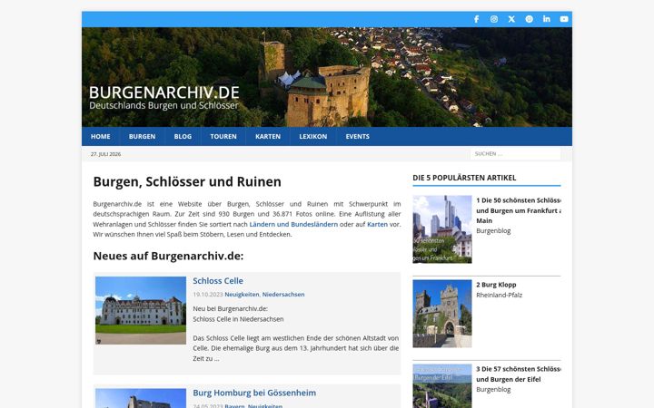 Screenshot of burgenarchiv.de