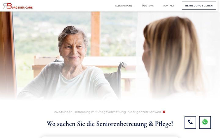 Screenshot of burgenercare.ch