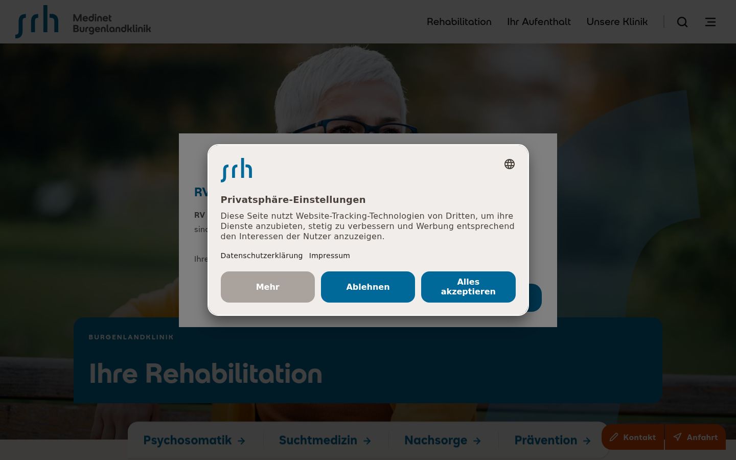 Screenshot des Einwilligungsbanners vor jeglicher Interaktion