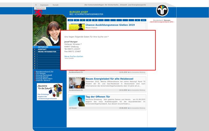 Screenshot of burger-josef-schornsteinfeger.de