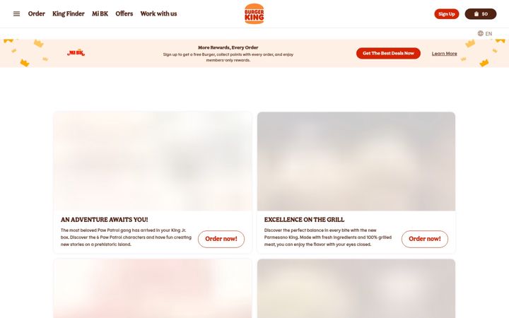 Captura de pantalla de burgerking.cl