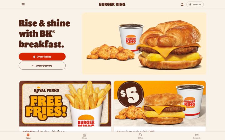 Screenshot of burgerking.com