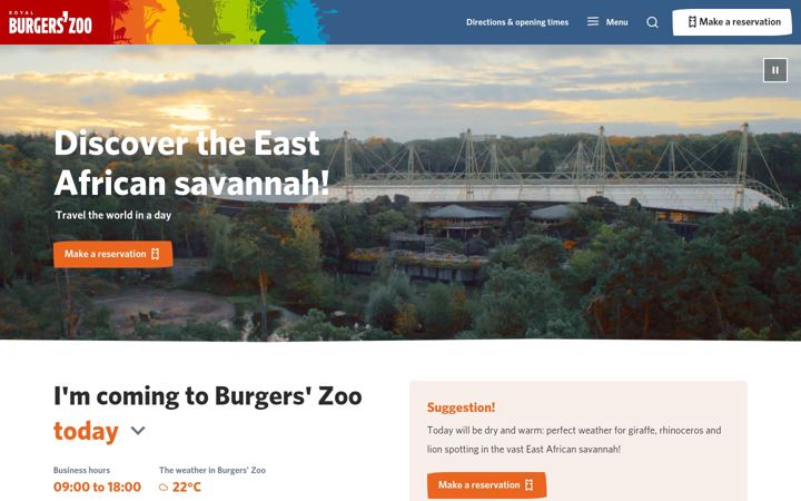 Posnetek zaslona burgerszoo.com