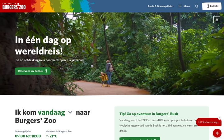 Captura de ecrã de burgerszoo.nl