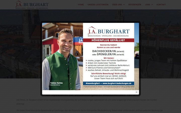 Skjámynd af burghart-bedachungen.de