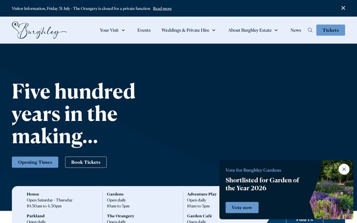 Screenshot of burghley.co.uk