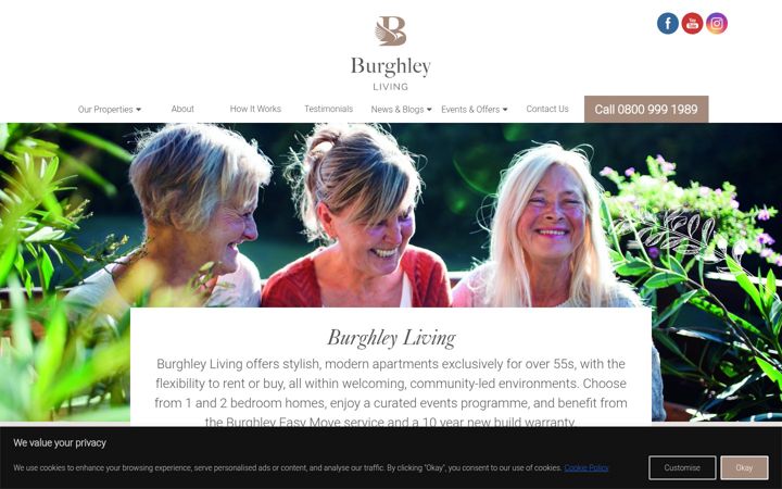 Screenshot of burghleyliving.co.uk