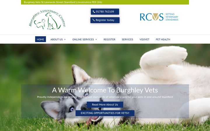 Screenshot of burghleyvets.co.uk