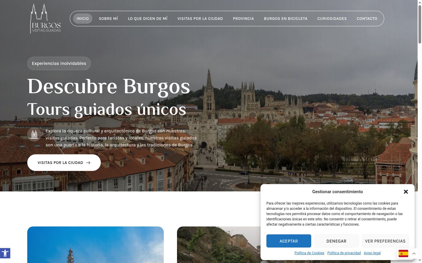 Captura de ecrã do banner de consentimento apresentado antes de qualquer interação