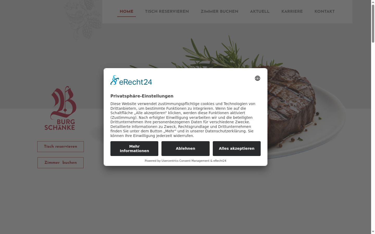 Screenshot del banner di consenso mostrato prima di qualsiasi interazione