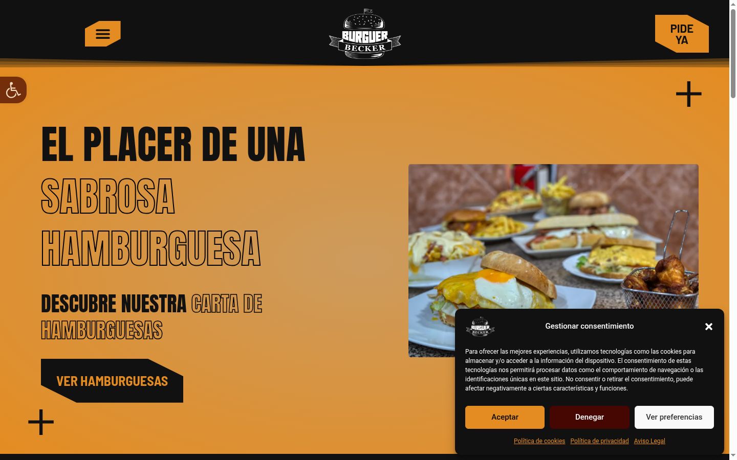 Captura de pantalla del banner de consentimiento mostrado antes de cualquier interacción