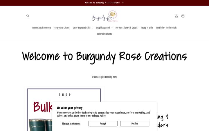 Screenshot of burgundyrosecreations.com