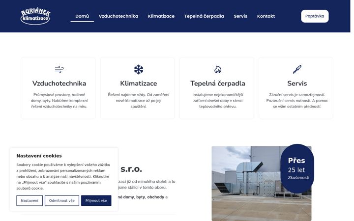 Screenshot stránky burianek-klimatizace.cz