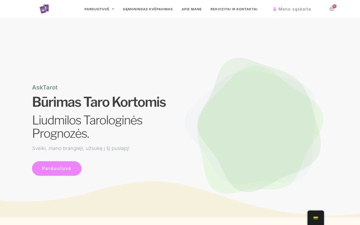 Kuvakaappaus sivustosta burimastarokortomis.lt