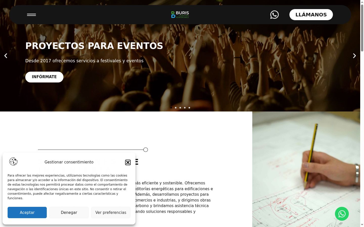 Captura de pantalla del banner de consentimiento mostrado antes de cualquier interacción
