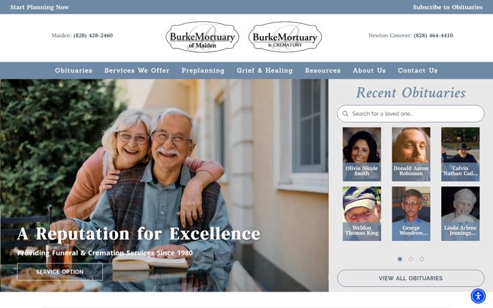 Screenshot of burkemortuary.com