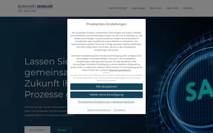 Kuvakaappaus sivustosta burkhard-sendler.de
