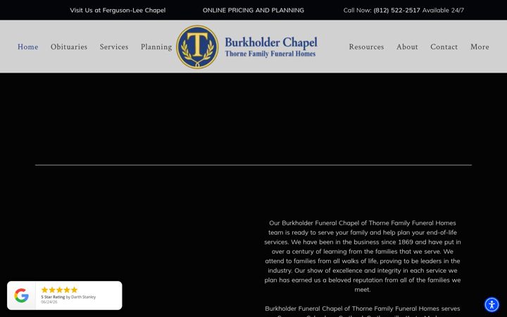 Screenshot of burkholderfuneralchapel.com