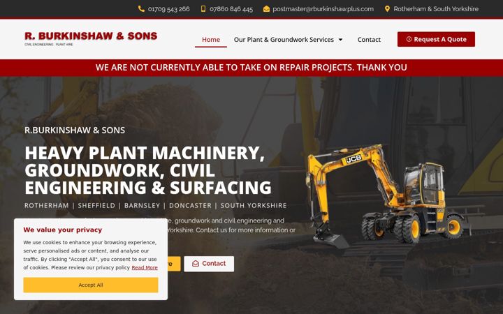 Screenshot of burkinshaws.co.uk