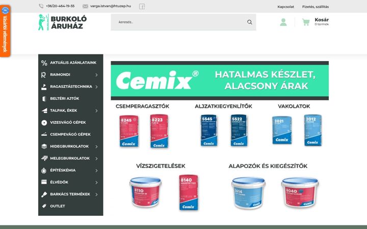 Screenshot of burkoloaruhaz.hu