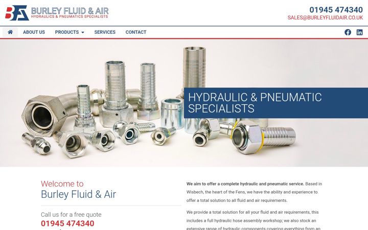 Screenshot of burleyfluidair.co.uk