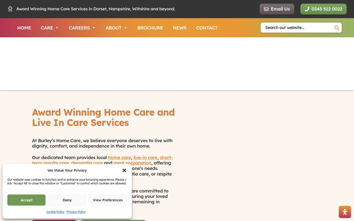 Screenshot of burleyshomecareservices.co.uk