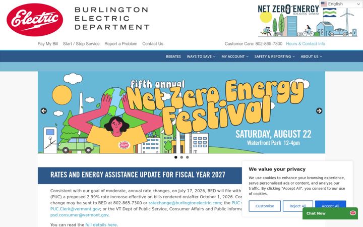Screenshot of burlingtonelectric.com