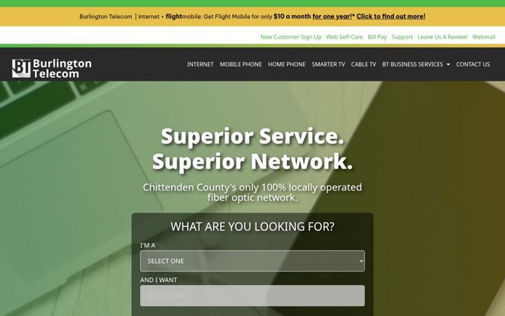 Screenshot of burlingtontelecom.com