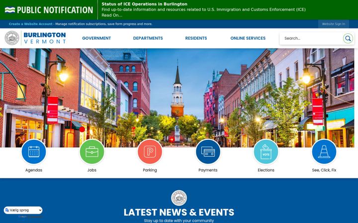 Kuvakaappaus sivustosta burlingtonvt.gov