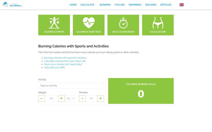 Screenshot of burning-calories.com