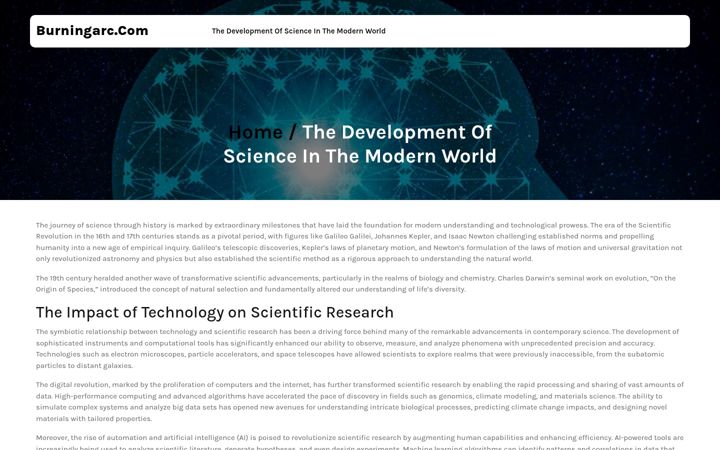Screenshot of burningarc.com