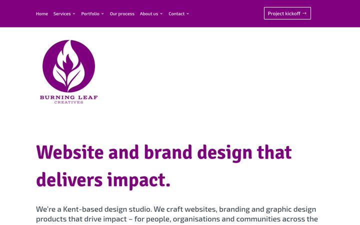 Screenshot of burningleaf.co.uk
