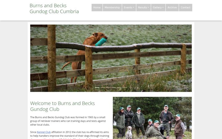 Screenshot of burnsandbecksgundogclub.co.uk