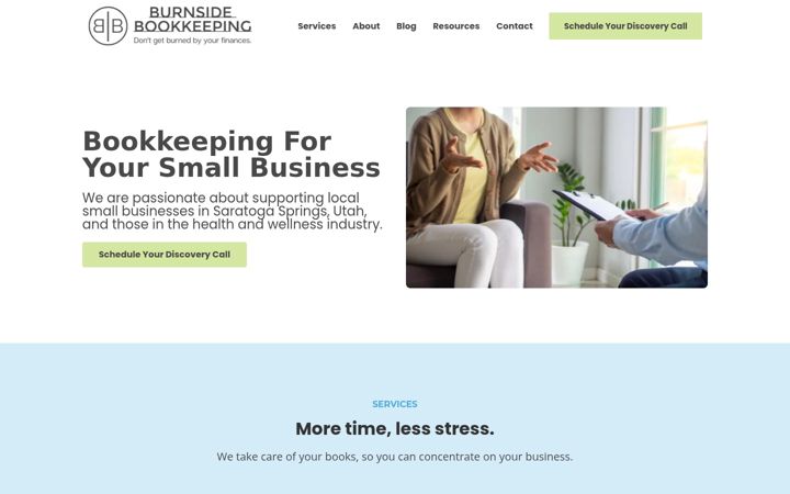 Screenshot of burnsidebookkeeping.com