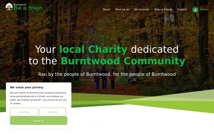 Screenshot of burntwoodbeafriend.org.uk