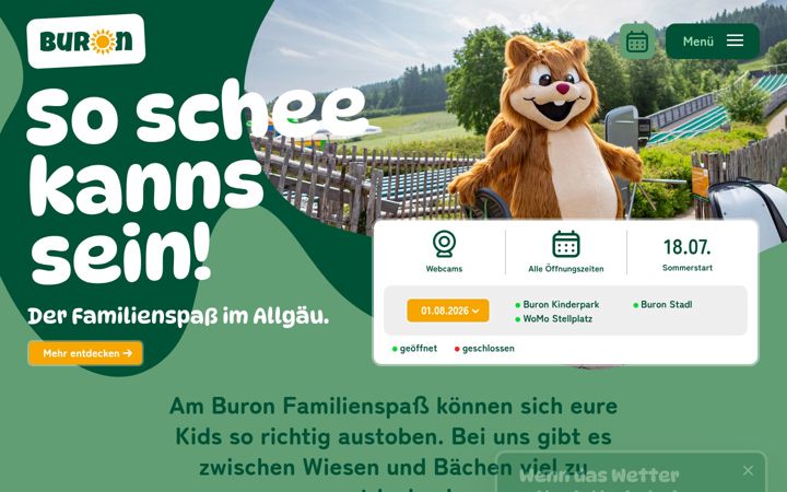 Screenshot of buron-familienspass.de