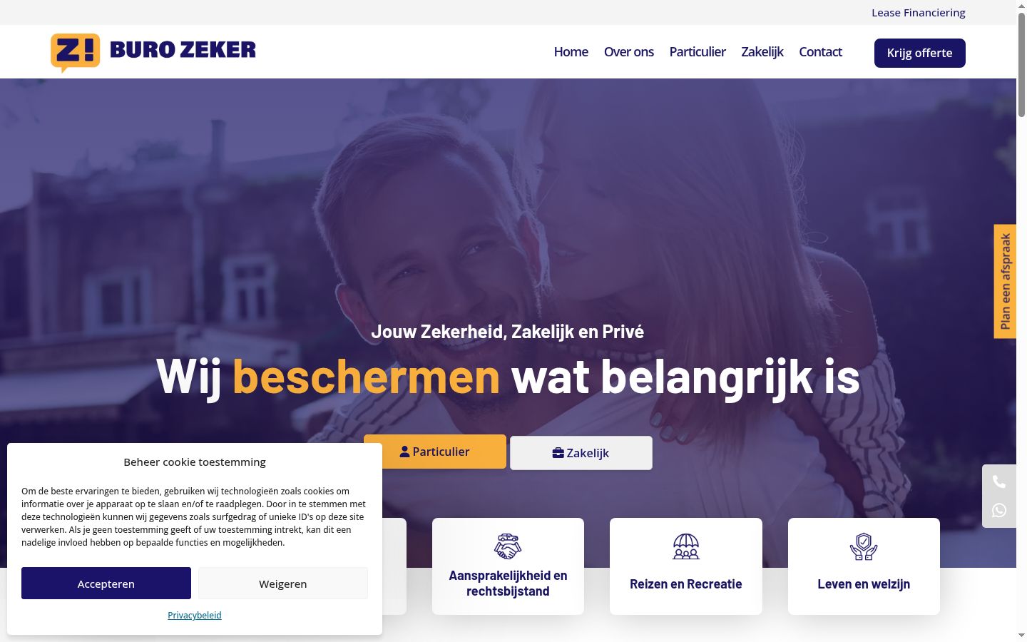 Screenshot van de toestemmingsbanner zoals getoond vóór enige interactie