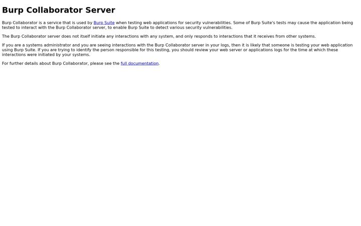 Screenshot of burpcollaborator.net