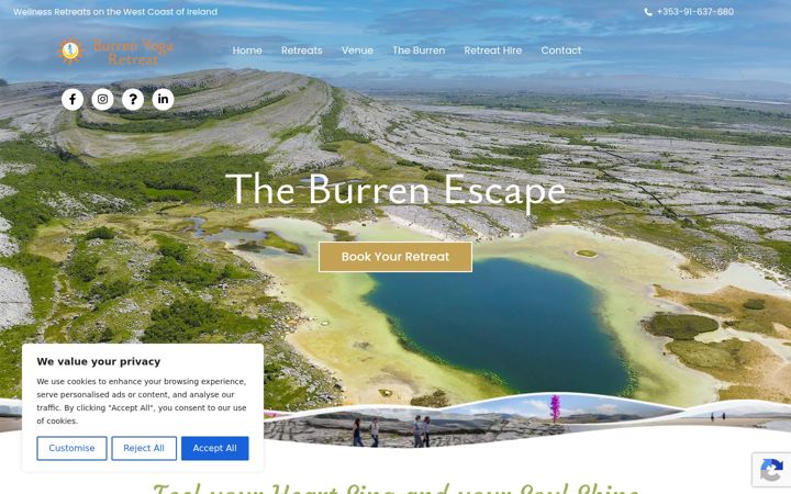 Screenshot of burrenyoga.com
