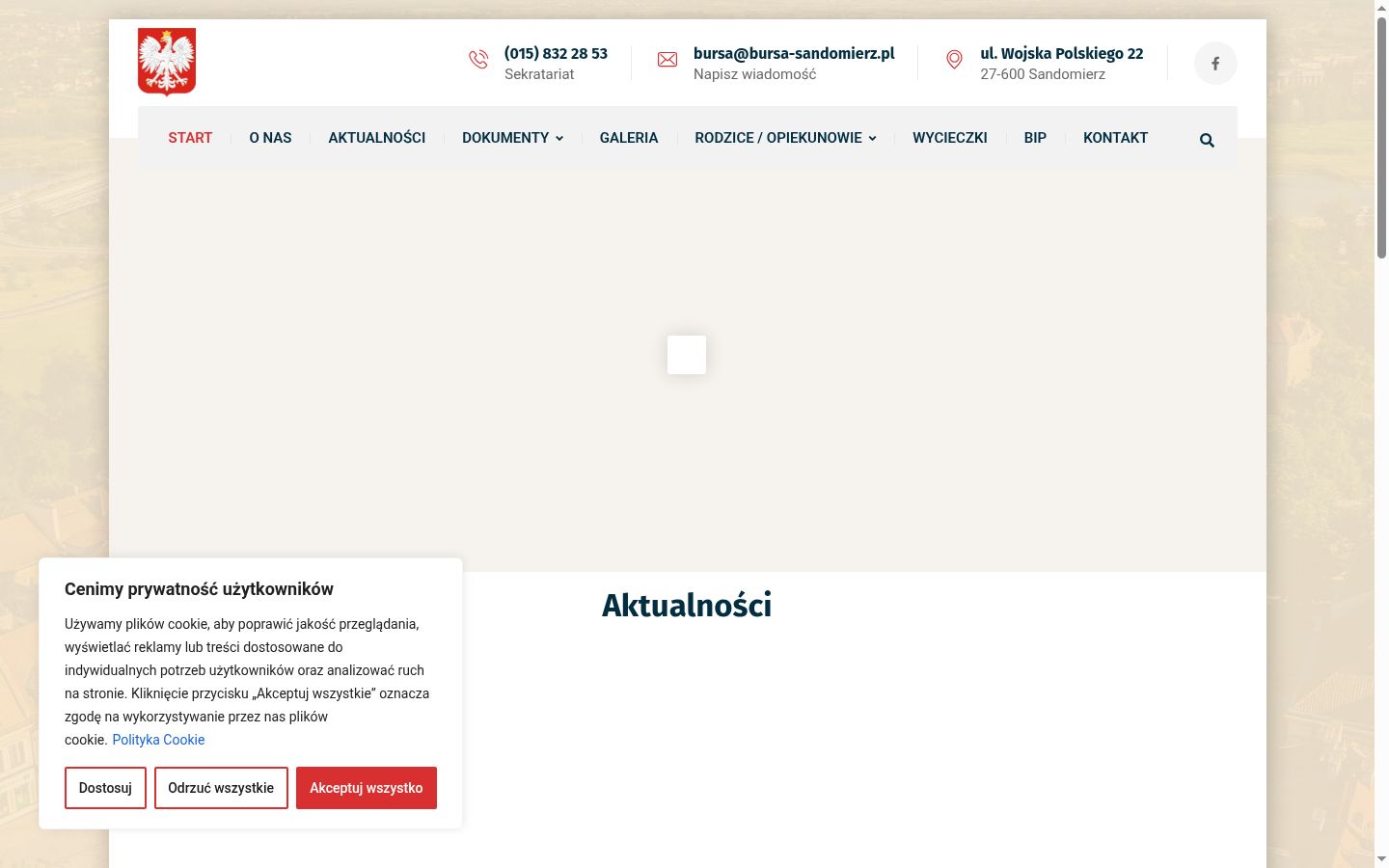 Zrzut ekranu banera zgody wyświetlanego przed jakąkolwiek interakcją