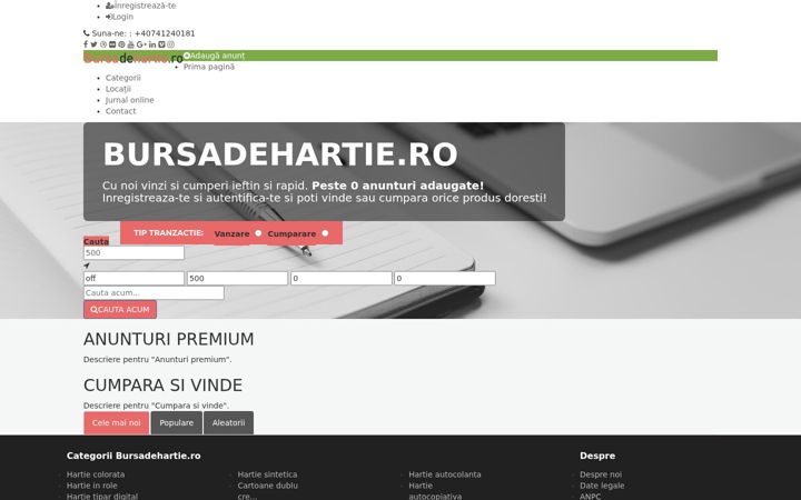 Posnetek zaslona bursadehartie.ro